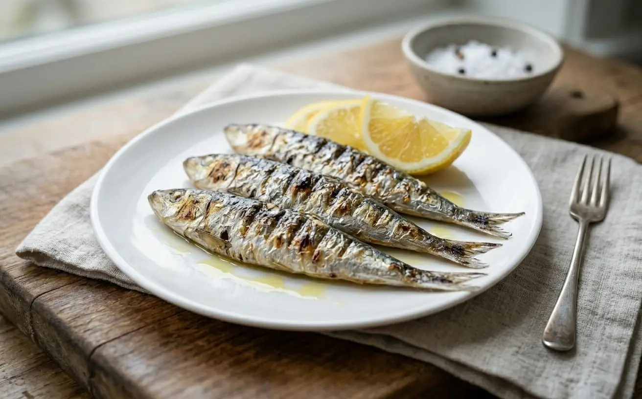 Grilled sardines high in omega-3 for lowering triglycerides